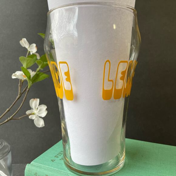 Vintage Clear Yellow Printed Lemonade Glass Large - Picture 4 of 8